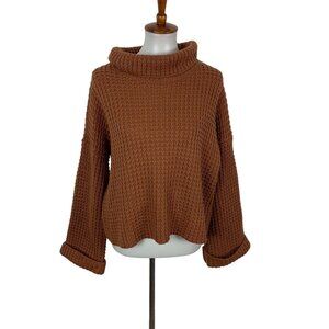 Goodnight Macaroon Oversized Sweater Medium Brown Chunky Knit Cozy